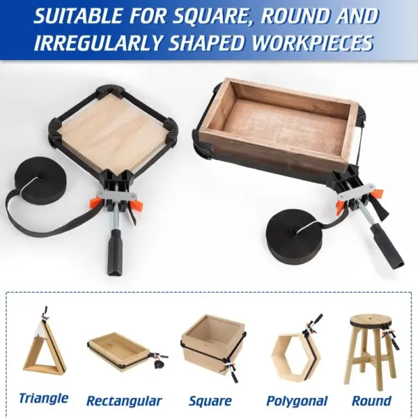 Comfortable Adjustable Band Clamp 4 Jaws Multi Function Strap Clamp Variable Angle Quick Release Corner Clamp Round Frame