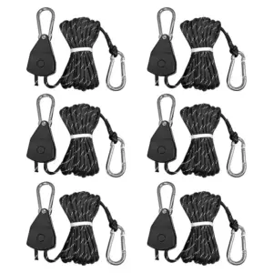 BHBD-14Ft Retractable Paracord Rope Tie Down Ratchet Strap Small Straps Mini Rope Tensioner Hanger Grow Light