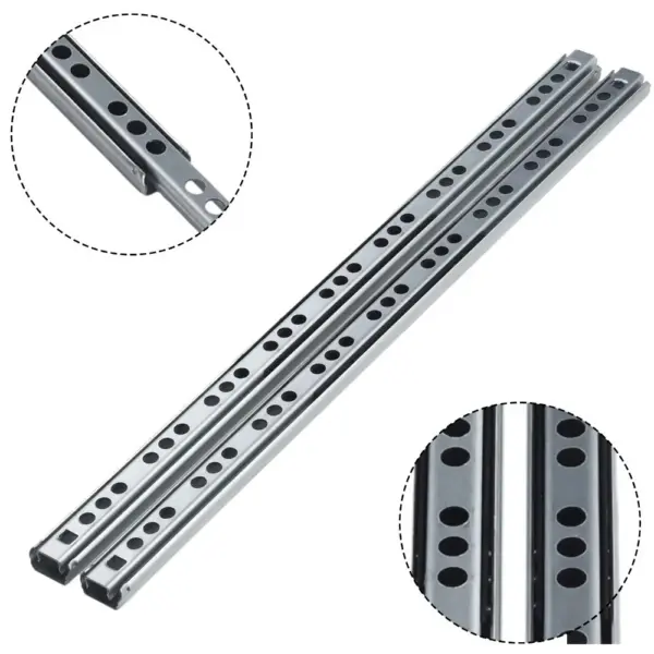 2PCS Smooth Glide Bearing Drawer Slides Two Way Slide Hardware Accessories Drawer Glides Full Extension 17mm Wide Drawer Slides