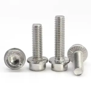 304 Stainless Steel Flanged Hex Socket Head Cap Screws M3-M10 / Serrated Tooth Flange Bolts with Integrated Washer
