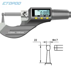 High precision 0-25mm 0.001mm digital Wall thickness micrometer waist drum type outside micrometer 0.01mm tube caliper gauge