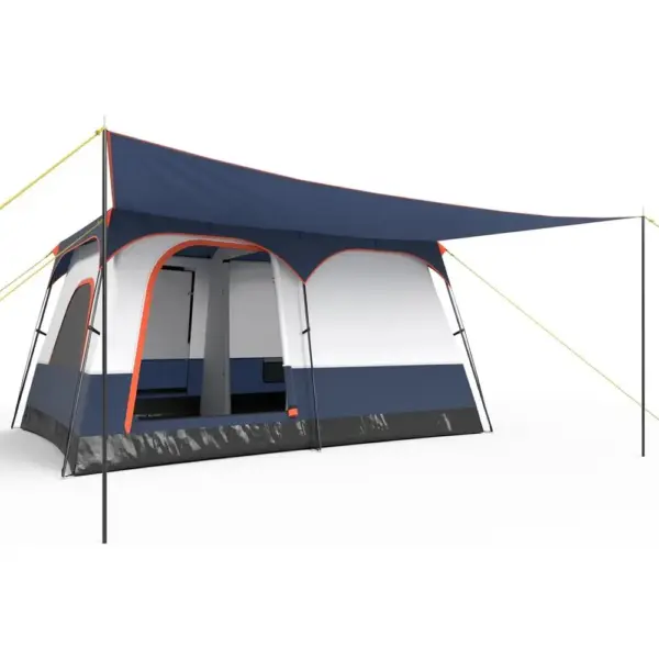 6/8/10-Person Camping Tent with Porch, Large amily Cabin Tent with 2 Rooms, 2 Do, 2 Mesh Windows, Removable Raiy, Carrying Bag,