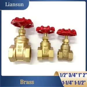 1Pcs Female Thread Brass Gate Valve 1/2" 3/4" 1" 1-1/4" 1-1/2" 2" Water Valve Switch Valve with Steel Handwheel Gate Valves