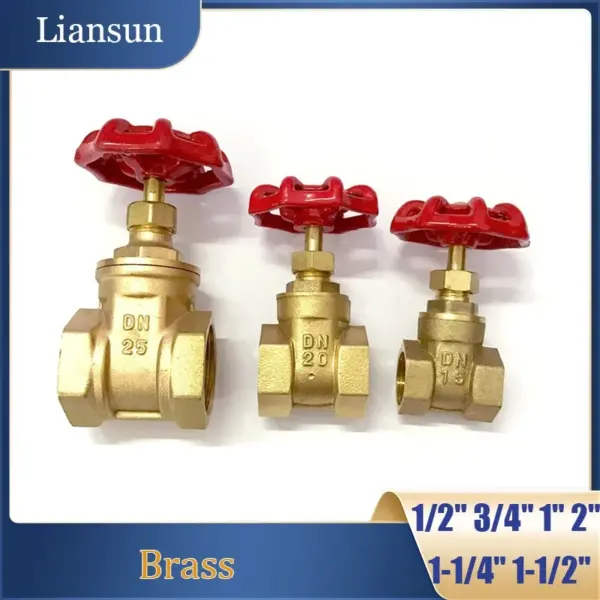 1Pcs Female Thread Brass Gate Valve 1/2" 3/4" 1" 1-1/4" 1-1/2" 2" Water Valve Switch Valve with Steel Handwheel Gate Valves