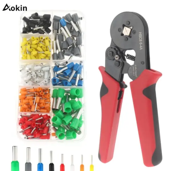 400PCS  Wire End Ferrules Terminals, or Ferrule Crimping Tool Kit, AWG23-7 Self-adjustable Ratchet Wire Crimping Tool Kit