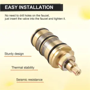 FAST-Brass Replacement Thermostatic Cartridge, Shower Mixer Valve Bar Repair Kit Bathroom Water Temperature Control Faucet