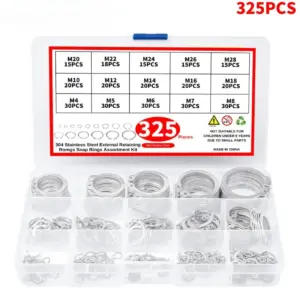 325pcs Internal Circlip Assortment Kit C Clip Washer set 304 stainless steel M4-M28 Retaining Ring Snap Ring kit for metal shaft