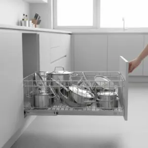 2 Pieces Cabinet Basket Effortless Glide Close Bottom Mount Drawer Slide Full Extension Drawer Slide Quiet Closing Hardware