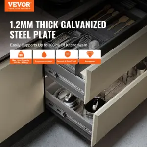 Drawer Slides Side Mount Rails, Soft-Close10 Pairs 22 Inch, Heavy Duty Full Extension Steel Track, Noiseless Guide Glides