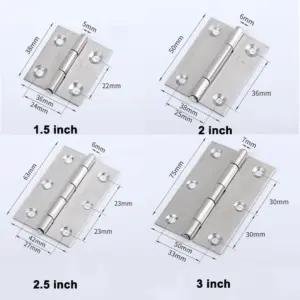 6-20pcs Small Door Hinges Stainless Steel Silver Home Furniture Piano Cabinet Hardware with Screws 1.5inch 2inch 2.5inch 3in