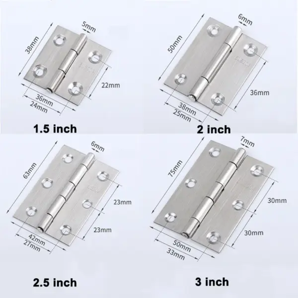 6-20pcs Small Door Hinges Stainless Steel Silver Home Furniture Piano Cabinet Hardware with Screws 1.5inch 2inch 2.5inch 3in