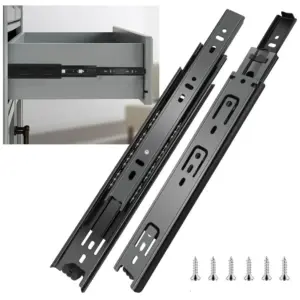 Black Drawer Slides Heavy Duty Easy Installation Ball Bearing Drawer Rails Smooth Operation Steel Full Extension Rails