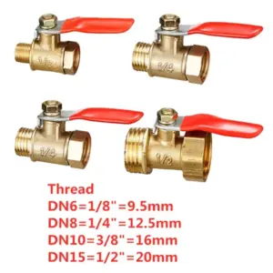 Brass small ball valve 1/8" 1/4'' 3/8'' 1/2'' Female/Male Thread Brass Valve Connector Joint Copper Pipe Fitting Coupler Adapter