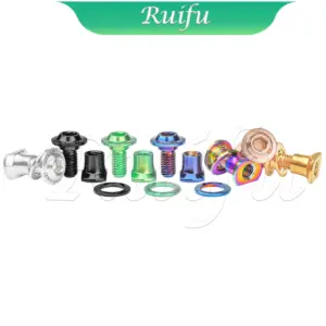 Ruifu Titanium Bolt M5 Hex Screw Nut Washer Set for Bike Brake Shoes C Clamp Brake Pad Cycling Parts