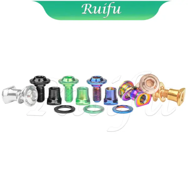 Ruifu Titanium Bolt M5 Hex Screw Nut Washer Set for Bike Brake Shoes C Clamp Brake Pad Cycling Parts
