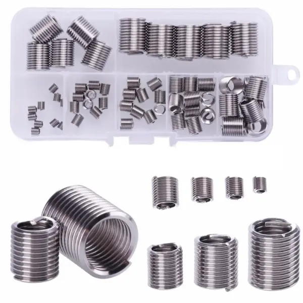 60pcs 304 Stainless Steel Helicoil Thread Repair Kit M3 M4 M5 M6 M8 M10 M12 2D Threaded Insert Tool Assortment Kit