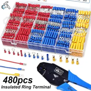 102/280/480Pcs Assorted Spade Terminals Insulated Cable Splice Butt Connector Electrical Wire Crimp Ring Fork Set Ring Lugs Kit