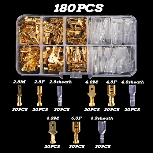 315pcs Box Insulated Male Female Wire Connector 2.8/4.8/6.3mm Electrical Crimp Terminals Termin Spade Connectors Assorted Kit
