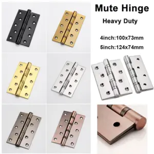2/4pcs Stainless Steel Mute Hinge With Screw Hinges For Wood  Heavy Duty Hings Thickened Room Door Hinge Strong Load Bearing