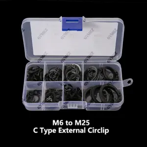 160PCS/box M12  M8 C Type External Circlip Clip Snap Ring Mix 8 Sizes M6 to M25 Kit Set for Shaft Bearing Retaining Black Steel