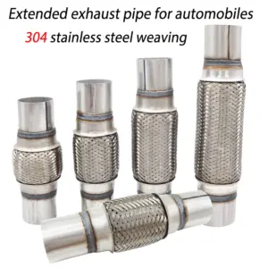 ID32-102mm Universal Car Exhaust Tube Telescopic Flexible Connection Braid Bellows Stainless Steel Muffler Pipe Connector Welded