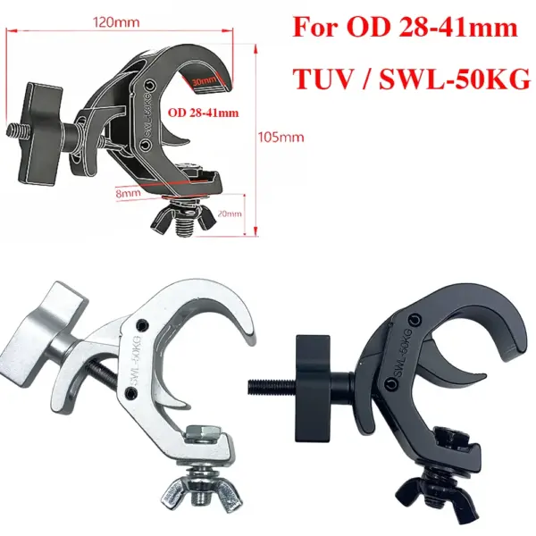OD 28-41mm Fast Lock Clamp TUV Aluminum T-nut Quick Release Clamp 30/40mm Truss/ Pipe Mounted SWL 50KG Stage Light Fixture Rigs