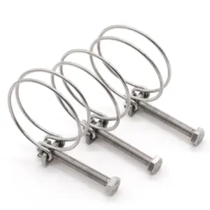 10pcs Hose Clamp Adjust Pipe Clip Double Wire Water A2 Stainless Steel Tube Rubber Pipe Hoop Woodworking Grampo Plumbing Fixture
