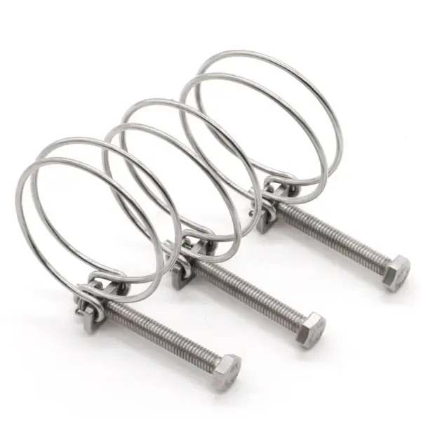 10pcs Hose Clamp Adjust Pipe Clip Double Wire Water A2 Stainless Steel Tube Rubber Pipe Hoop Woodworking Grampo Plumbing Fixture