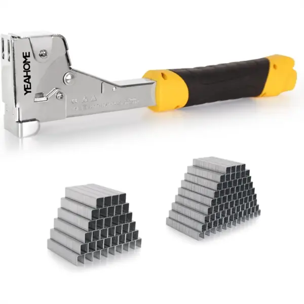 Heavy Duty Hammer Tacker with Anti-Jam Magazine, Steel Construction Manual Stapler for Roofing, House Wrap, Insulation and