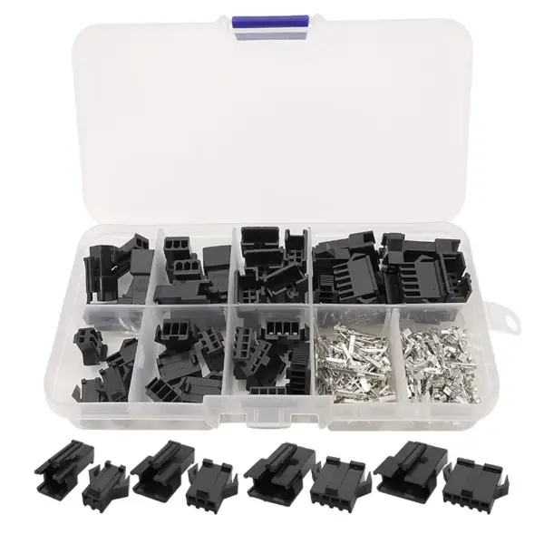 200Pcs/Box SM 2.54 JST 2P 3P 4P 5Pin Male Female Crimp Terminal Housing LED Connector Combination Kit SM-2P SM-2R