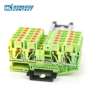 PT6-QU-PE Earthing Terminal Block on Din Rail Ground Electrical 6mm Yellow/Green Wires Connector PT 6-Quattro-PE