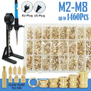 Heat Set Insertion Tool M2 M3 M4 M5 M6 M8 Brass Thread Insert Nut Soldering Iron Tip Copper Embedded Kit for Plastic 3d Printing