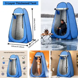 Pop-Up Winter Tent 3-Layer Thickened Portable Quick-Opening Heavy-Duty Oxford Cloth Ice Fishing Shelter Suitable for Ice Fishing