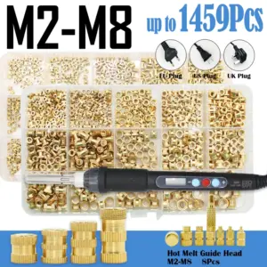 up to 1459p Adjustable Temperature Electric Soldering Iron Heat Set Brass Insert Nut Thread Inserts Hot Melt Knurled Copper Nuts