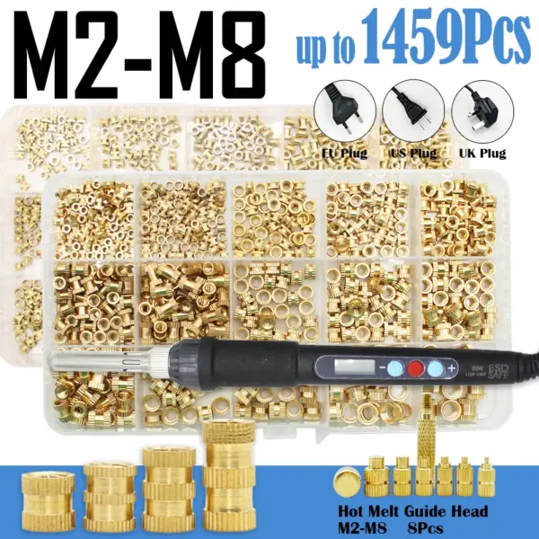 up to 1459p Adjustable Temperature Electric Soldering Iron Heat Set Brass Insert Nut Thread Inserts Hot Melt Knurled Copper Nuts