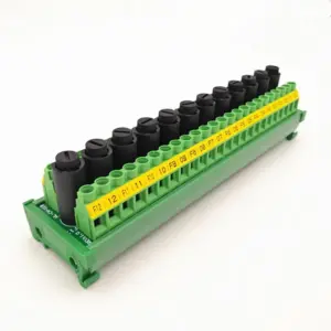 DIN Rail Mount  12 Channel PTF45/PTF50 5x20 10A Black Fuses Holder 24 Position Screw Terminal Block Distribution Module .