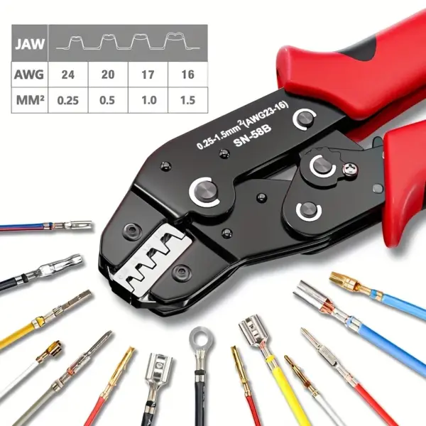 Professional Ratchet Wire Crimping Pliers AWG 23-16/0.25-1.5mm² Manual Crimper Tool JST Dupont Terminals Spring Wiring Harness