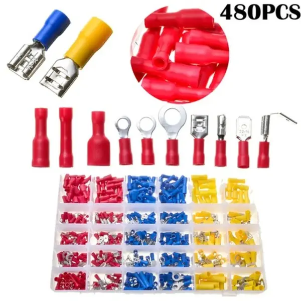 720/480/280pcs Cable Lugs Female and Male Insulated Electric Wire Cable Connectors Crimp Terminals Electrical Kit Assortment