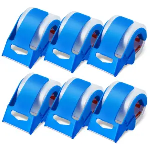 SucceBuy 1.5in Core 6 Rolls Clear Packing Tape with Dispenser 2.7 Mil Shipping Tape Designed for Moving Boxes Storage Mailing