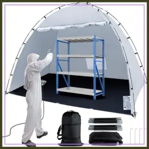 Portable Paint Booth Tent, 10x6x6.5 ft Spray Tent with Floor & Mesh Screen for Furniture DIY