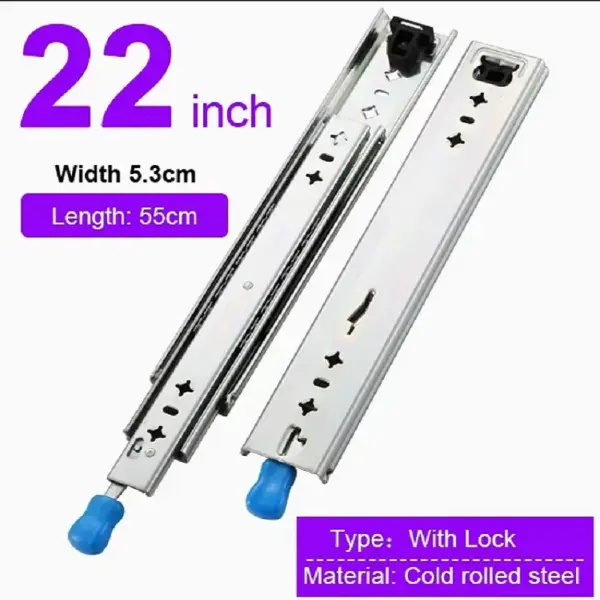 Factory direct sales 22 inch Heavy-Duty Locking Drawer Slides 10-80 Inch Adjustable 250 LB Capacity Full Extension Ball Bearin