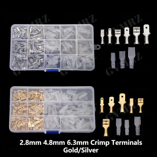 270PCS/box 2.8mm 4.8mm 6.3mm Terminal Connector Crimp Terminals Insulated Seal Electrical Wire Connectors Crimp Assortment Kit