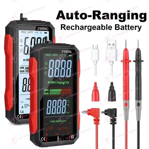 1PC FS899L Smart Digital Multimeter with 4.8-Inch HD Color LCD Auto Range NCV Live Wire Detection for Electrical Measurement