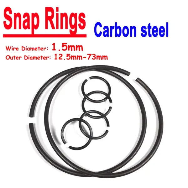 10Pcs Wire Diameter 1.5mm Spring Steel Round Wire Snap Rings for Hole Retainer Circlips for Shaft OD=12.5mm~73mm