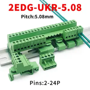 (5 Sets) KF 2EDG-UKR 5.08mm Solderless Butt 2EDGK UKR 5.08 Plug-in Terminal Block 35mm DIN-Rail Pair Terminal Block