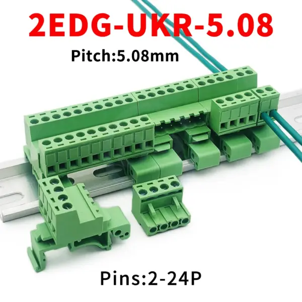 (5 Sets) KF 2EDG-UKR 5.08mm Solderless Butt 2EDGK UKR 5.08 Plug-in Terminal Block 35mm DIN-Rail Pair Terminal Block