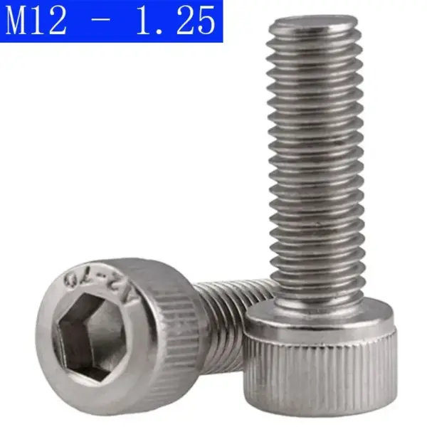 M12 - 1.25 ( 12mm ) Fine Thread 304 Stainless Steel Socket Head Caps Screws Metric DIN 912