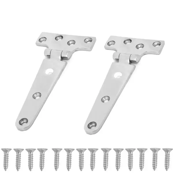 2 PCS Heavy Duty 316 Stainless Steel T Hinge Marine Grade 6x3 Inch Boat Hatch Hinge With Screws Strap Hinge for Boats and Doors