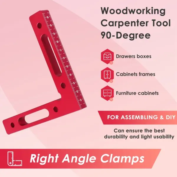 2 Pcs Aluminium Alloy 90 Degree Positioning Squares Right Angle Clamps Woodworking Carpenter Tool Corner Clamping Square
