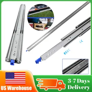 1 Pair 3-Fold Drawer Slides with Lock Full Extension Ball Bearing Runners Drawer Runners for RV Truck Furniture Cabinet Hardware